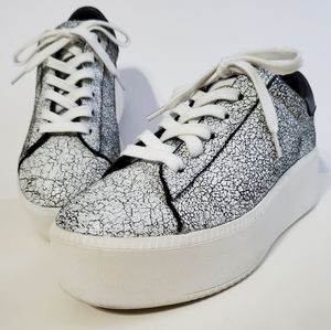Ash Cult Black Crackle Leather Platform Sneakers